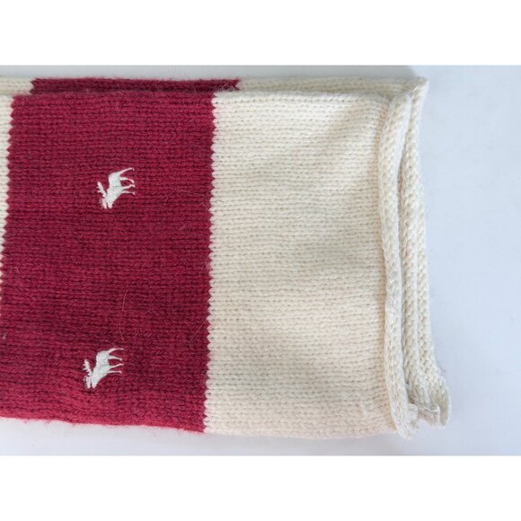 Vtg Abercrombie Scarf Moose Logo Wool Blend Red Striped Knit Winter - Picture 7 of 9
